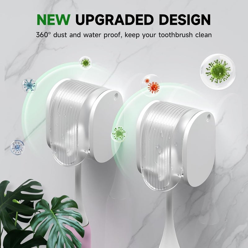 LUWUIDEN 4 Pcs Toothbrush Holders Wall Mounted, Single Slot Design, Shower Self Adhesive Wall Mounted Toothbrush Holder with Cover, Waterproof and Dustproof, Suitable for Bathroom, Family, Travel (Transparent) - Image 2